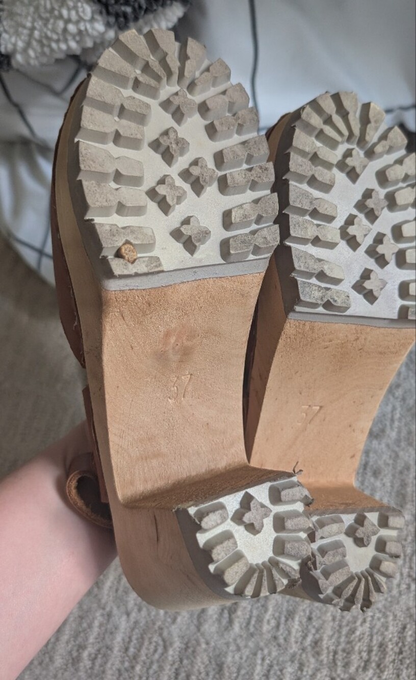 MIA Chestnut Brown Leather Clog Heels with Buckle - Picture 8 of 8